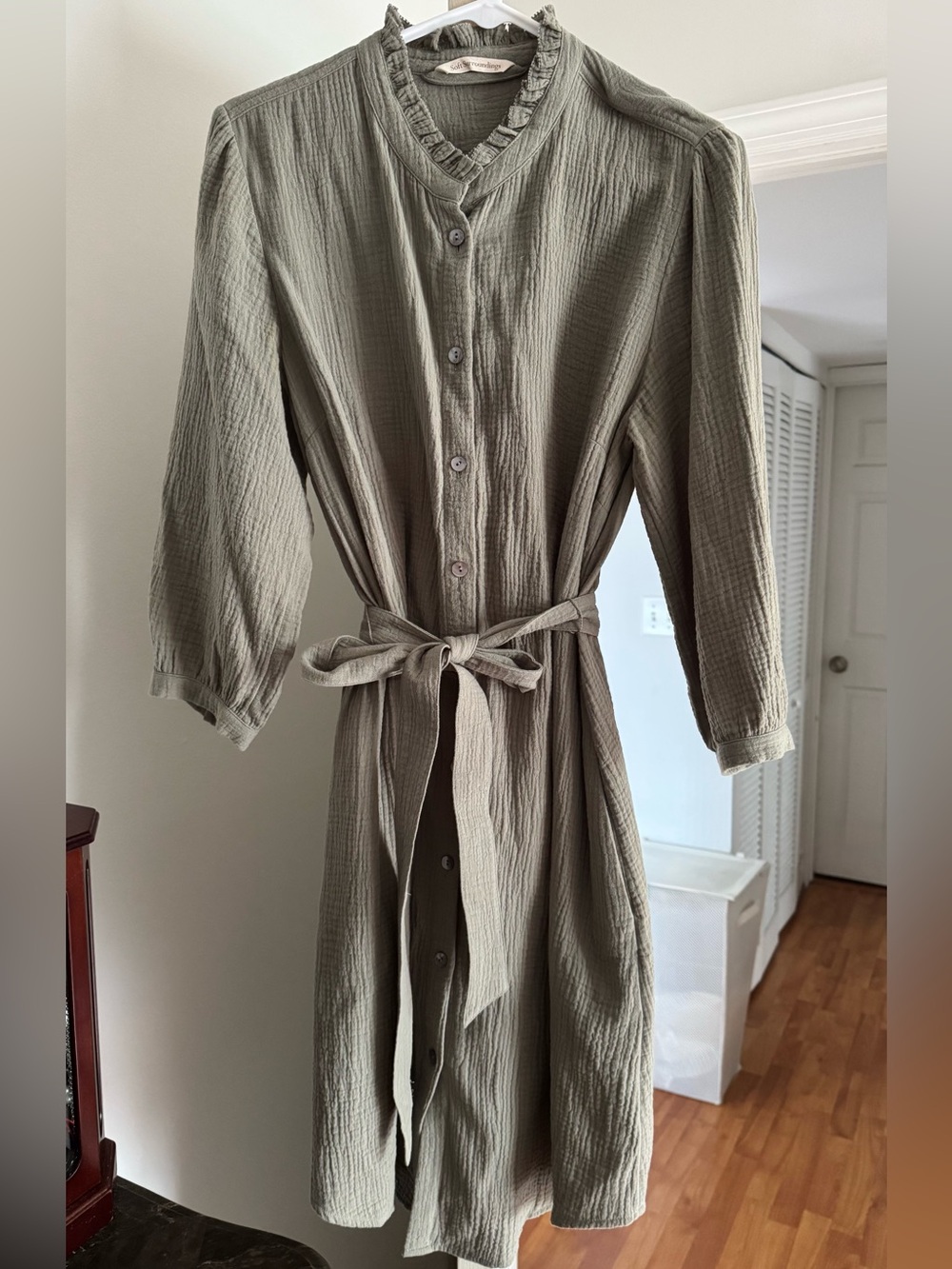 Soft Surroundings Cotton Gauze Dress in Sage Green